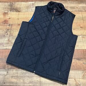 Hawke & Co Men's Navy Blue Performance Pockets Quilted Vest Sz S Fall Layers